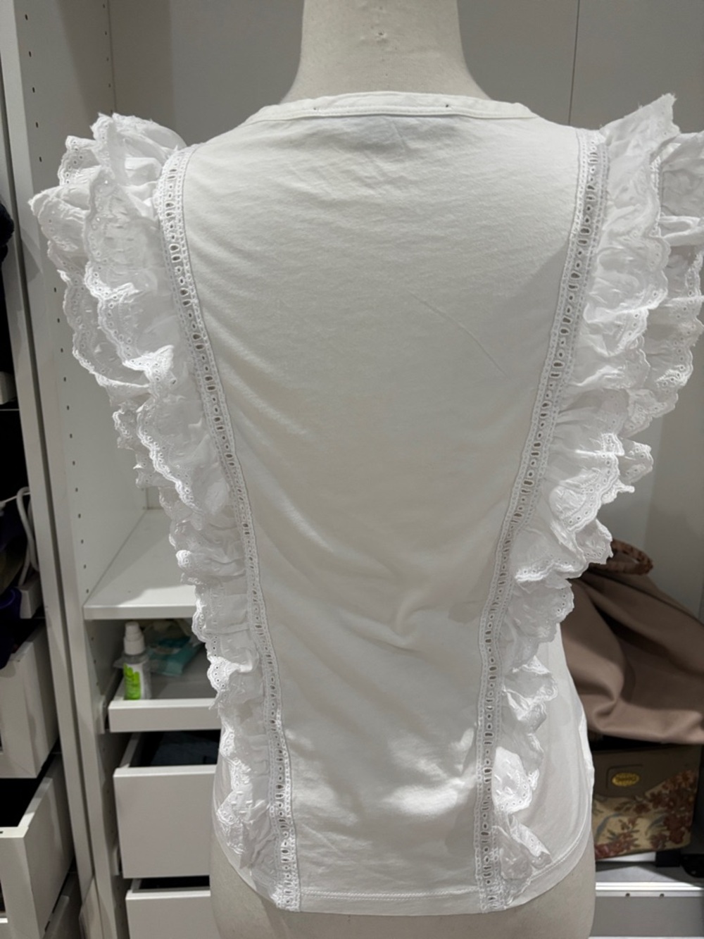 Veronica Beard White Ruffle Eyelet Shell - Picture 4 of 9